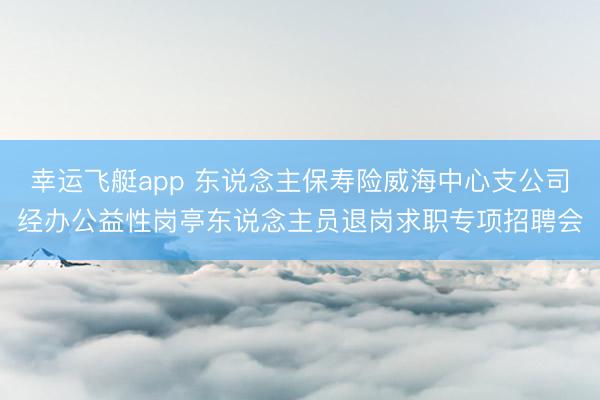 幸运飞艇app 东说念主保寿险威海中心支公司经办公益性岗亭东说念主员退岗求职专项招聘会